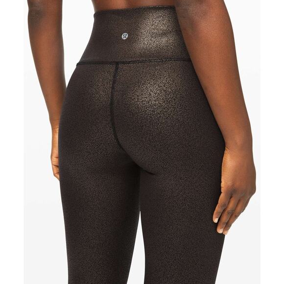 Lululemon Wunder Under High-Rise Tight Foil 28" Black Copper Women's Size 2 EUC - Picture 2 of 9